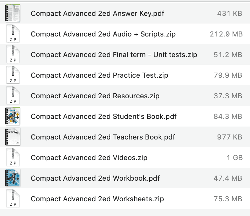 Compact Advanced 2nd edition list