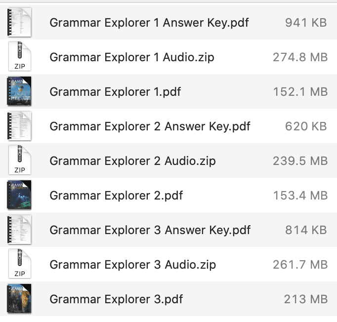 Grammar Explorer list