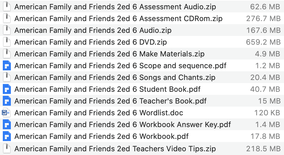 American Family and Friends 2e list 2