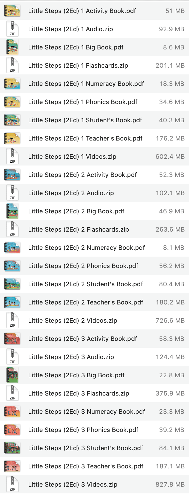 Little Steps 2e list