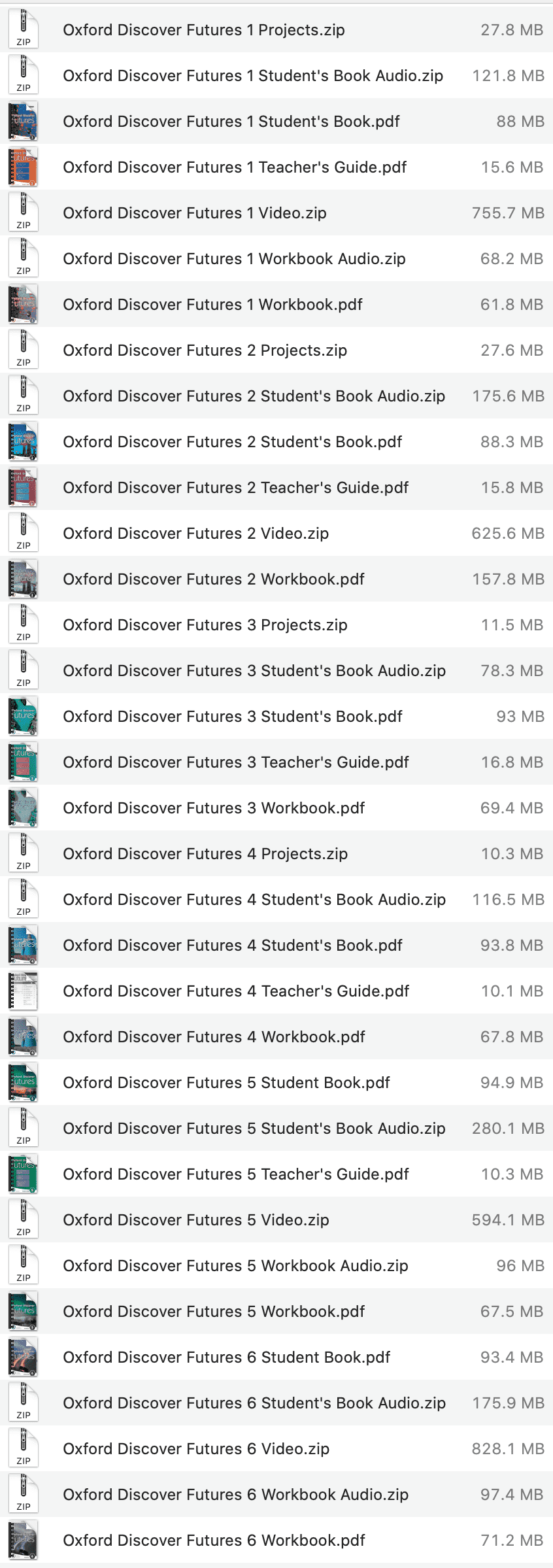Oxford Discover Futures list