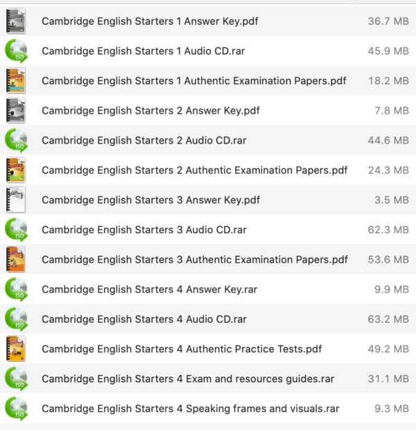 Cambridge English Starters Pdf Resources (4 Levels)