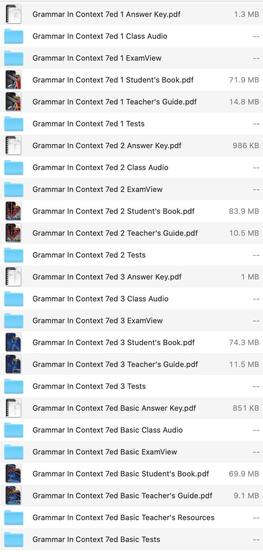 Grammar In Context 7ed list