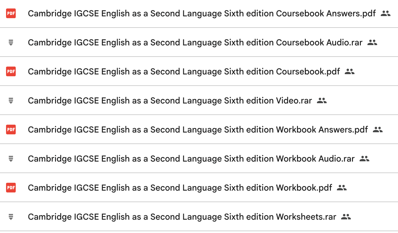 Cambridge IGCSE English as a Second Language list