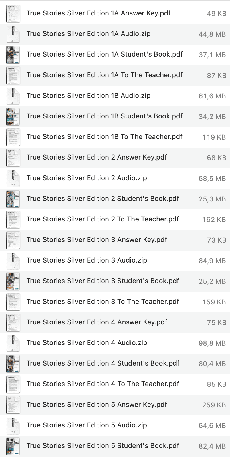 True Stories Silver Edition list