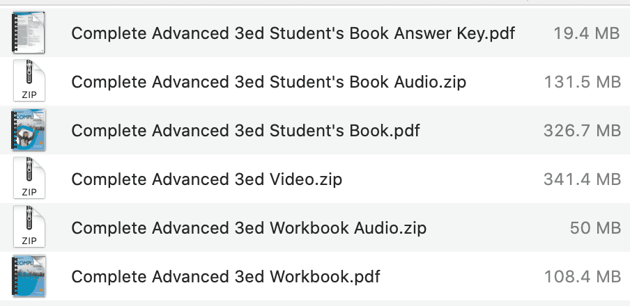 Complete Advanced 3e list