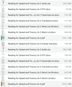 Reading for Speed and Fluency list
