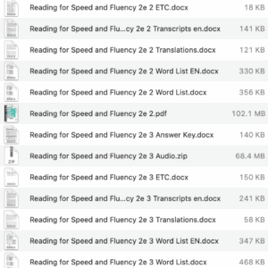 Reading for Speed and Fluency list