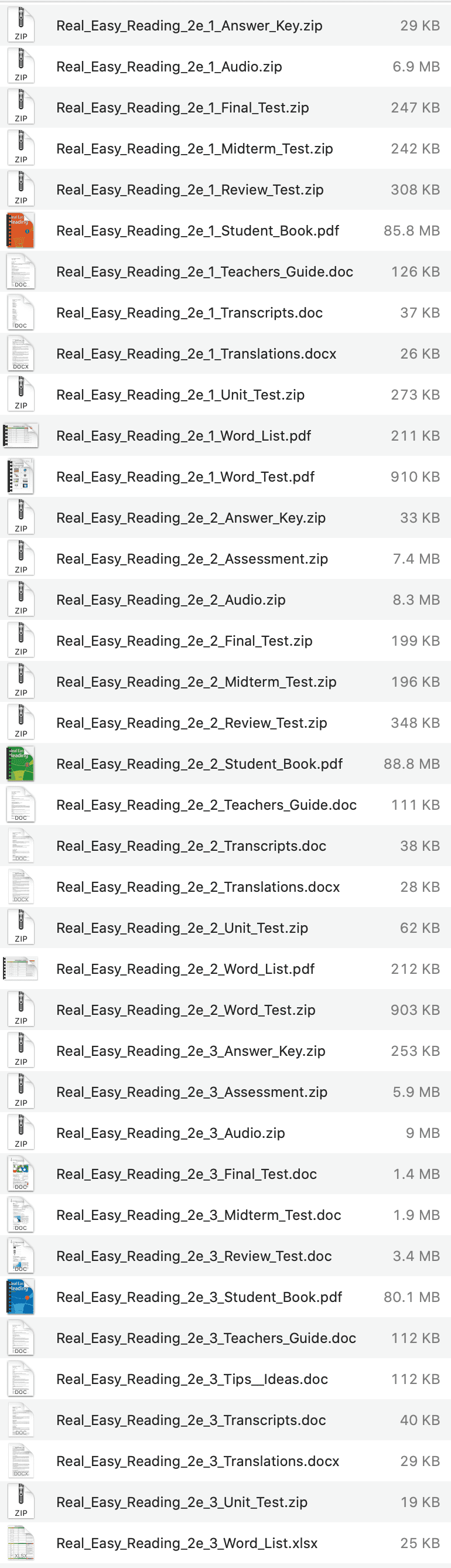 Real Easy Reading 2e list