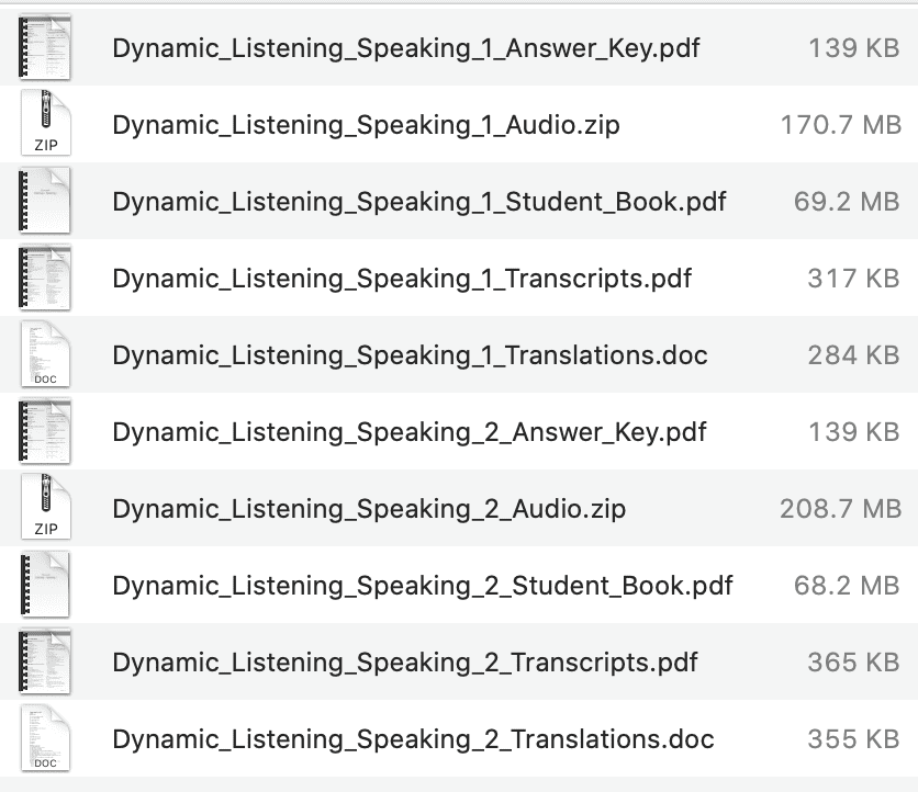 Dynamic Listening & Speaking list