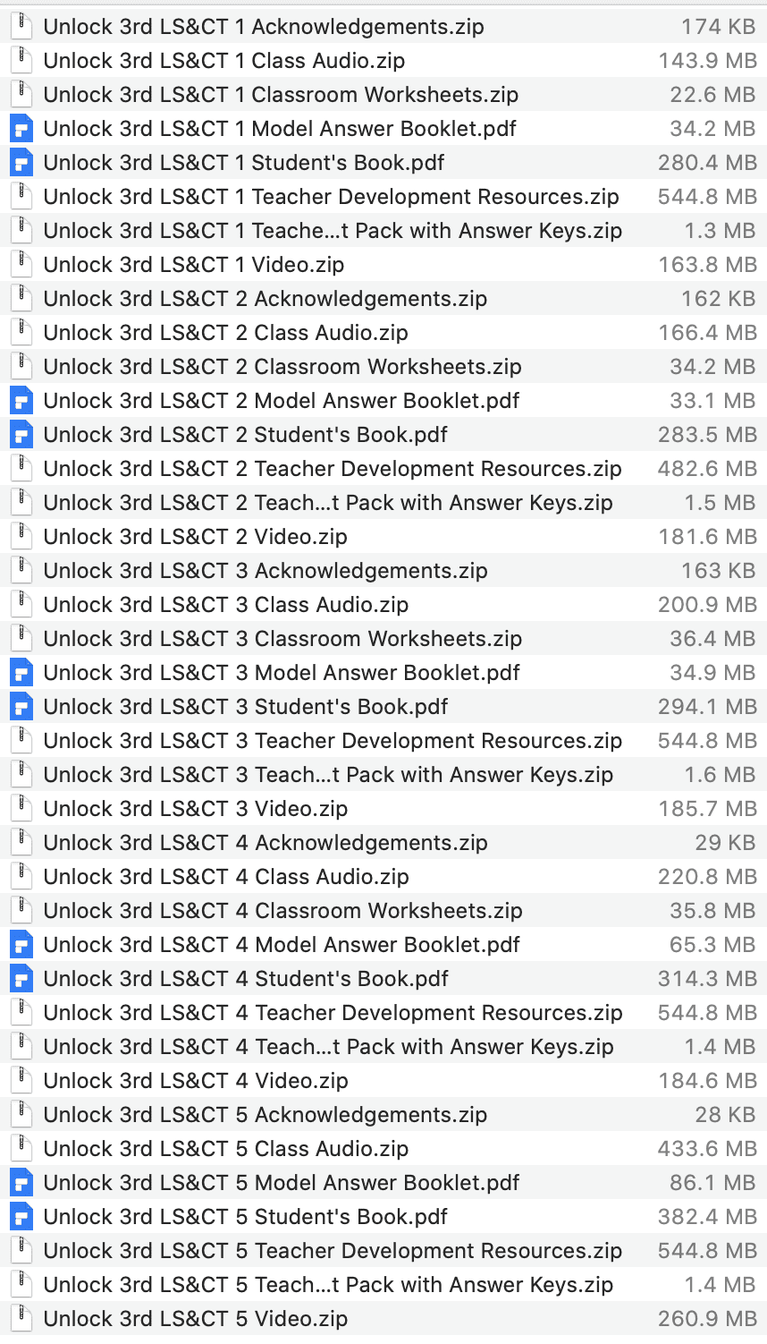 Unlock 3e LS list