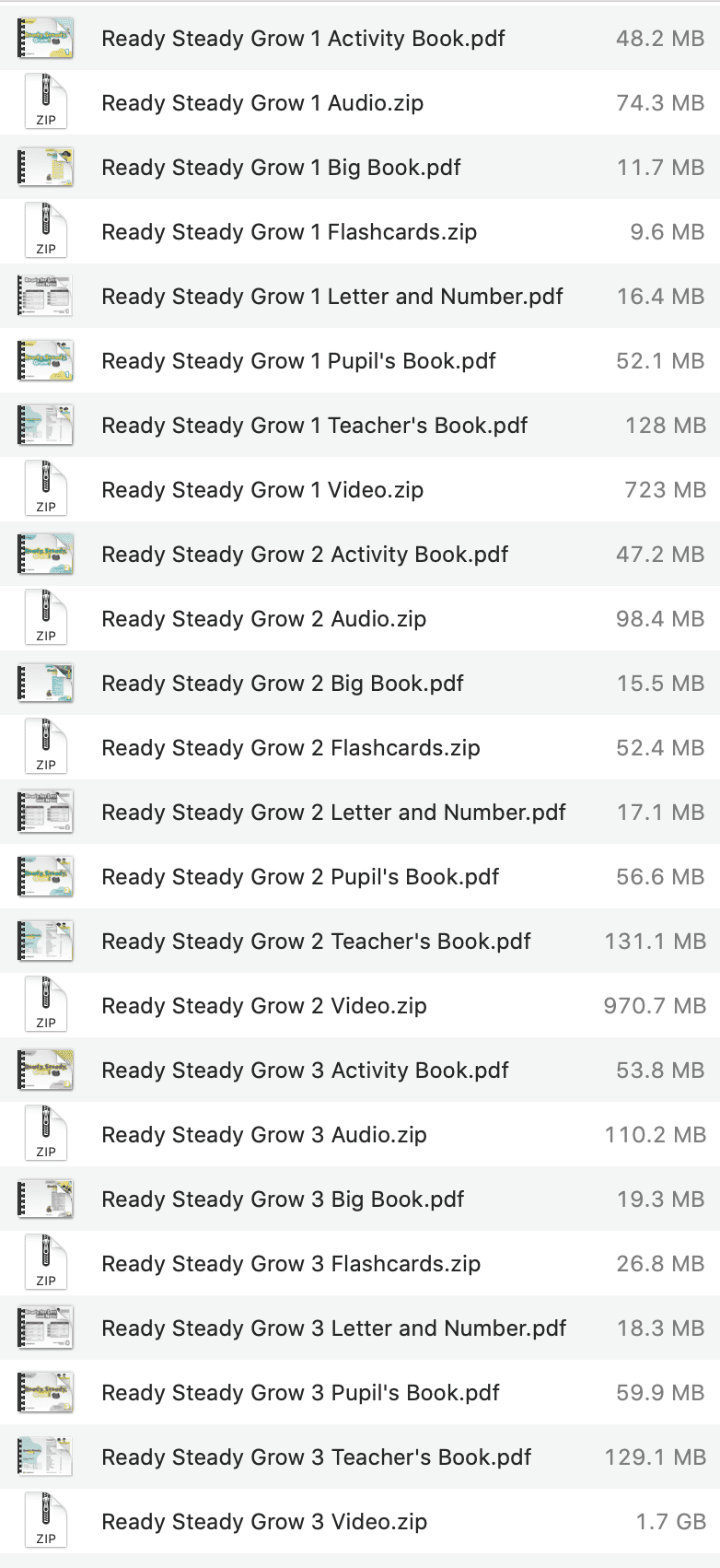 Ready Steady Grow list