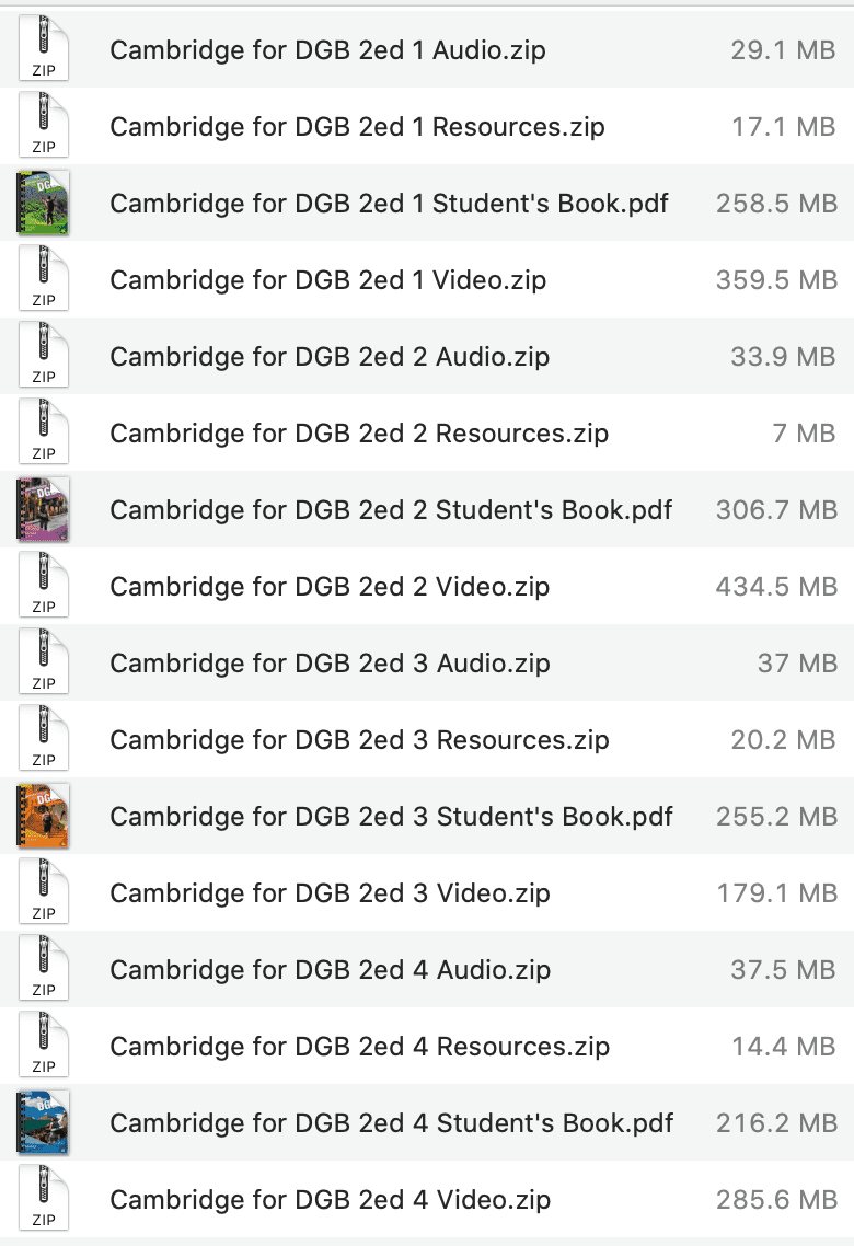 Cambridge for DGB 2ed list