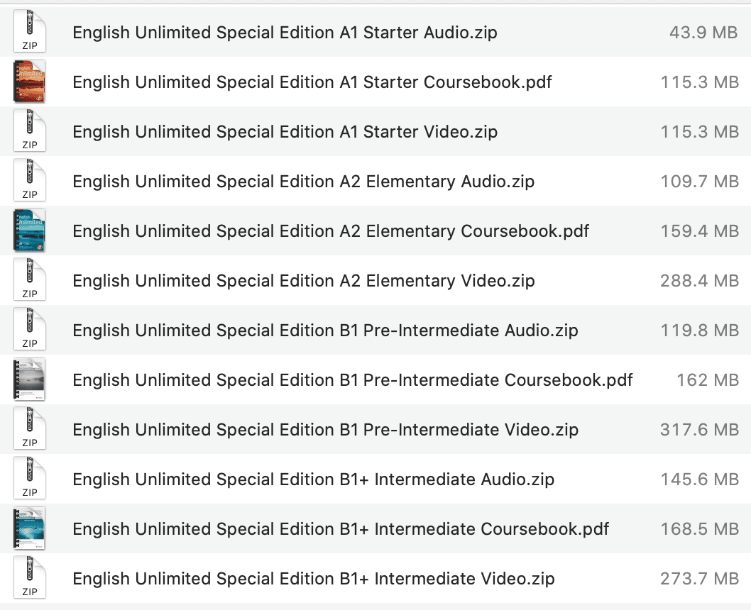 English Unlimited Special Edition list