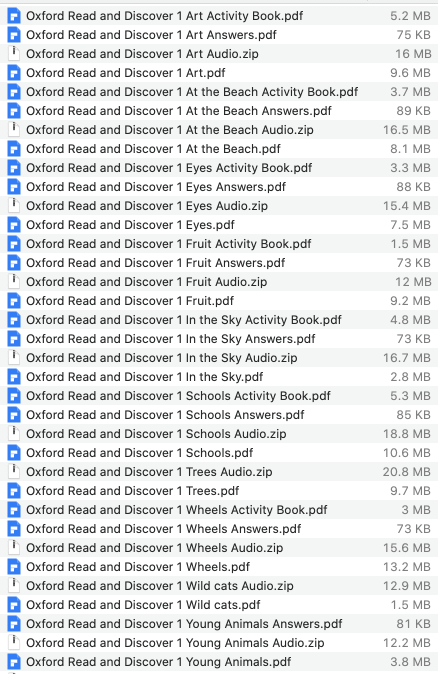 Oxford Read and Discover list