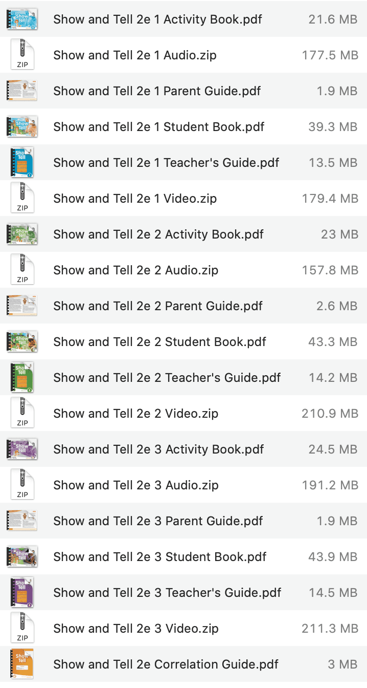Show and Tell 2e list2