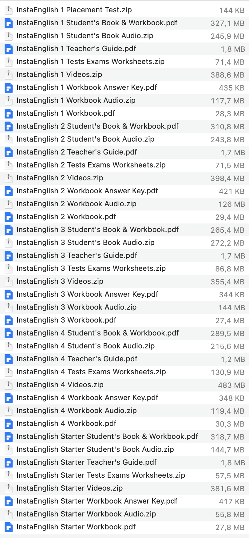 InstaEnglish list