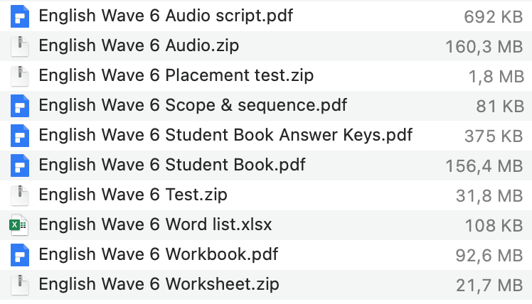 English Wave list 2