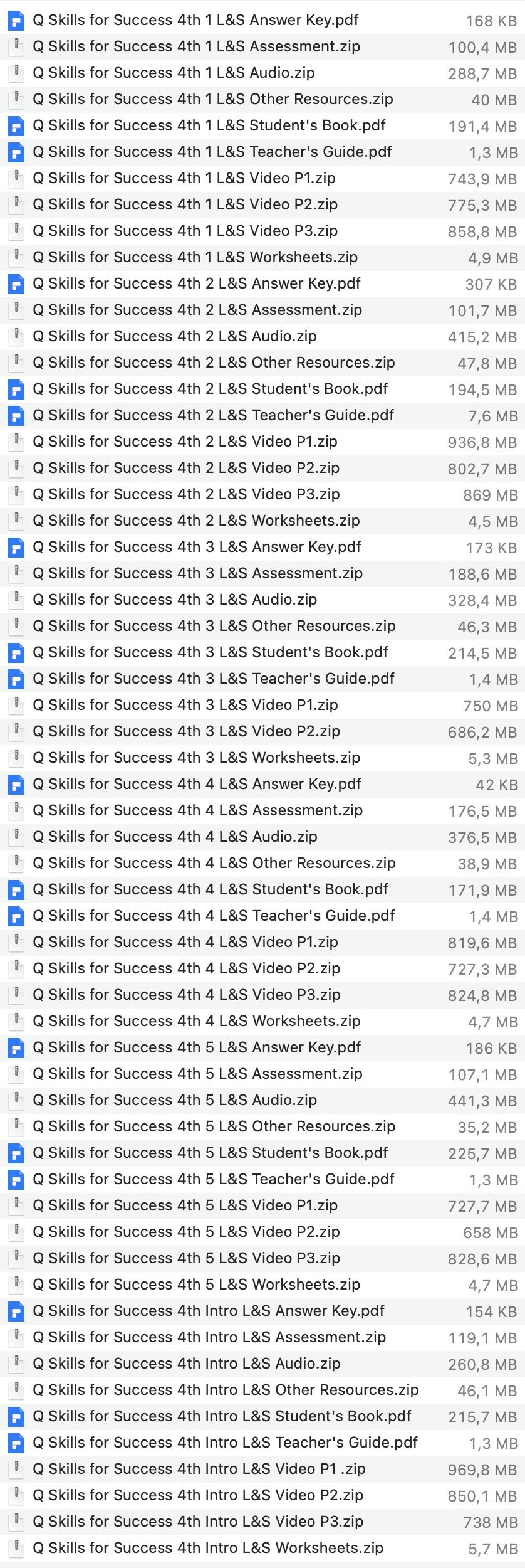 Q Skills for Success 4th L&S list